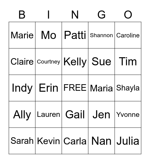 Manning Family BINGO Ladies (and friends) Edition! Bingo Card