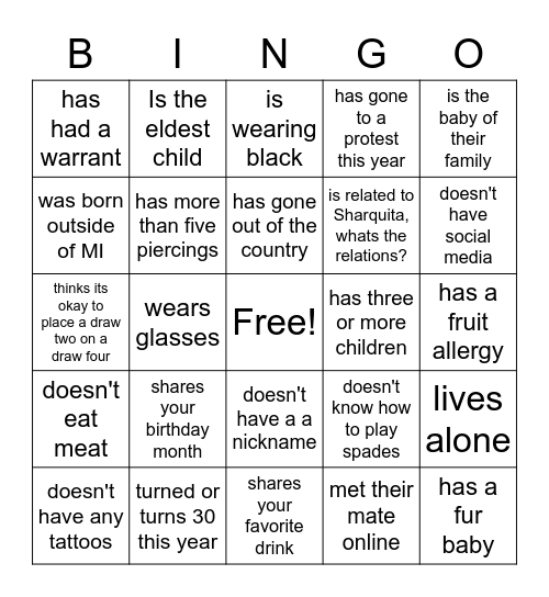 Find someone who... Bingo Card