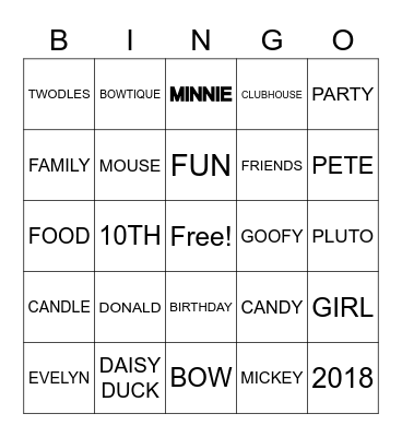 EVELYN'S PARTY Bingo Card