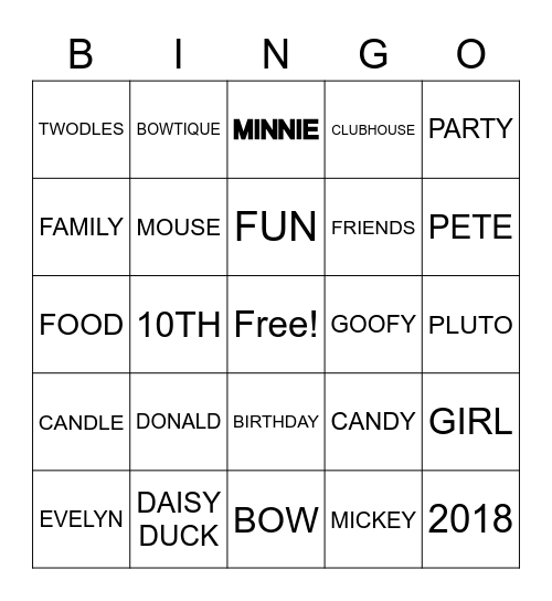 EVELYN'S PARTY Bingo Card