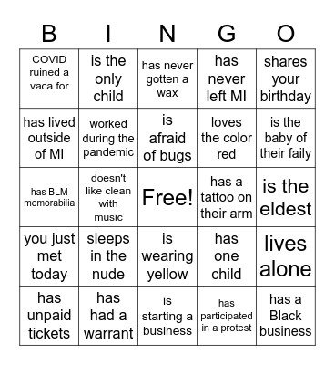 Find someone who... Bingo Card