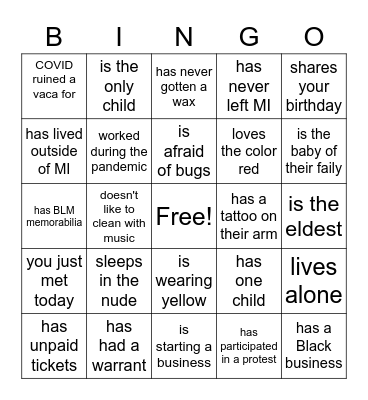 Find someone who... Bingo Card