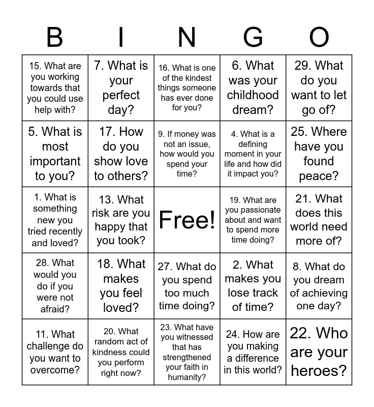 M.A. in I/O Psychology Orientation Bingo Card