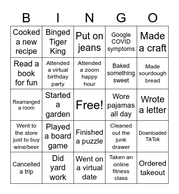 Carmen Quarantine Bingo Card