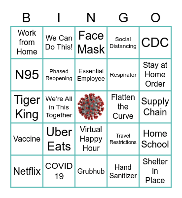 Corona Virus Bingo Card