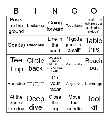 Working From Home: Corporate Lingo! Bingo Card