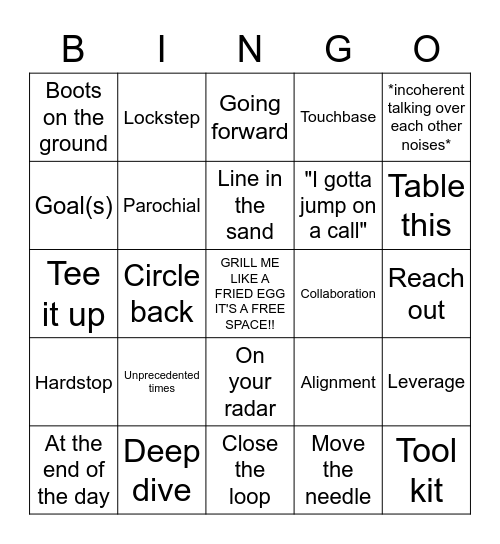 Working From Home: Corporate Lingo! Bingo Card