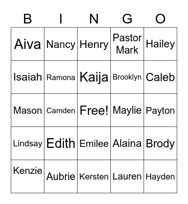 Hager Park Church Camping Summer 2020 Bingo Card
