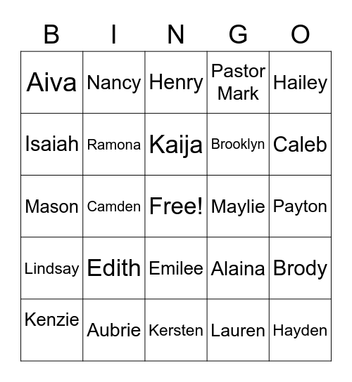 Hager Park Church Camping Summer 2020 Bingo Card