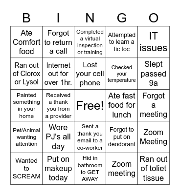Child Care Licensure Bingo Card