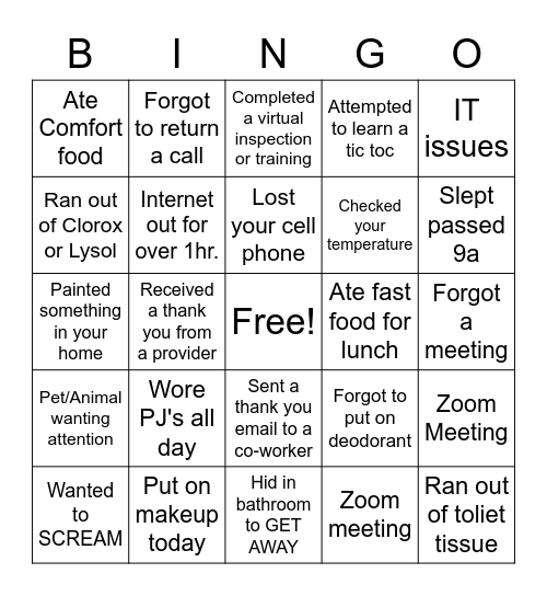 Child Care Licensure Bingo Card