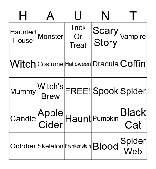 Halloween Bingo Card