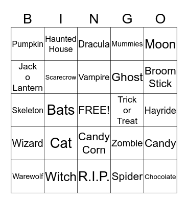 Halloween Bingo!! Bingo Card