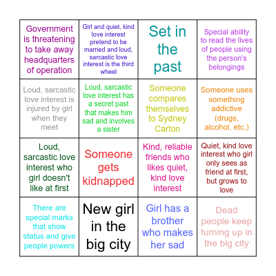 The Infernal Devices vs. The Diviners Bingo Card