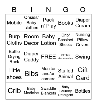Baby Bingo Card