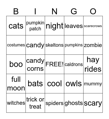 Halloween Bingo Card