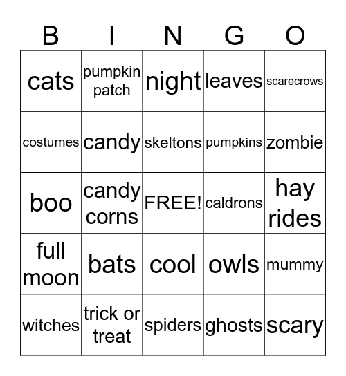 Halloween Bingo Card