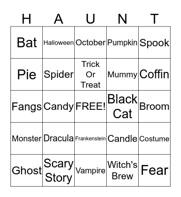 Halloween Bingo Card