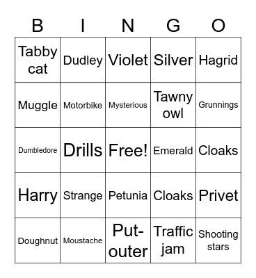 Harry Potter Bingo Card