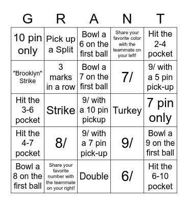 Bowldog BINGO Card