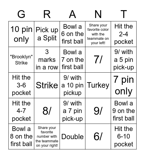 Bowldog BINGO Card