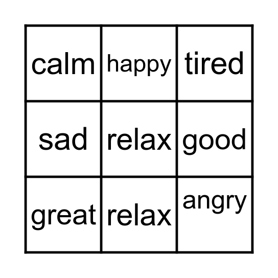 EMOTION Bingo Card