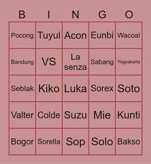 Luka Bingo Card