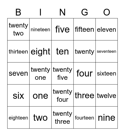 Number Word Bingo Madness Bingo Card