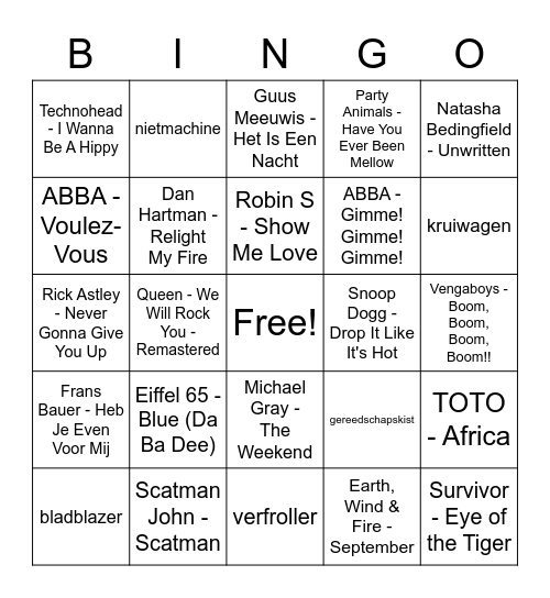 Ploegendienst Bouwradio Show! Bingo Card