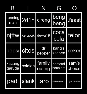 bingo bangzo Bingo Card