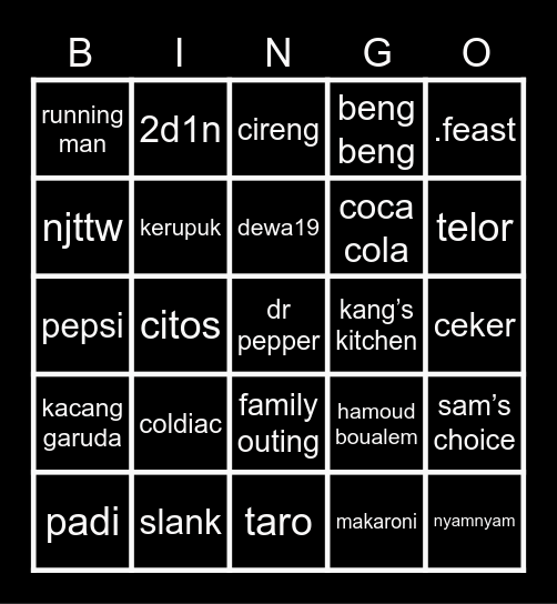 bingo bangzo Bingo Card