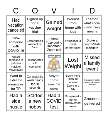 Board Retreat Covid Bingo Card