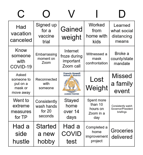 Board Retreat Covid Bingo Card