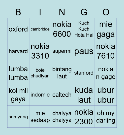 cassie’s! Bingo Card