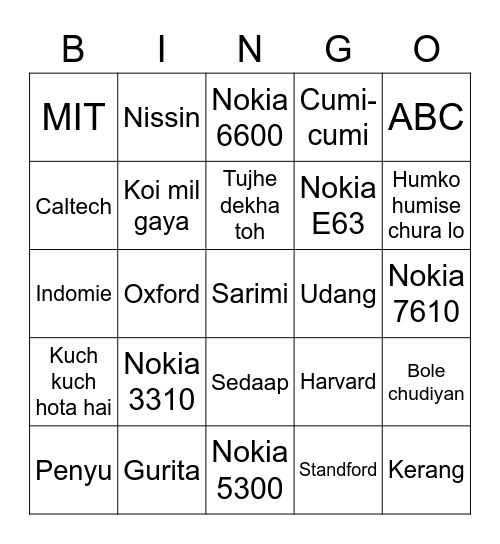 Untitled Bingo Card