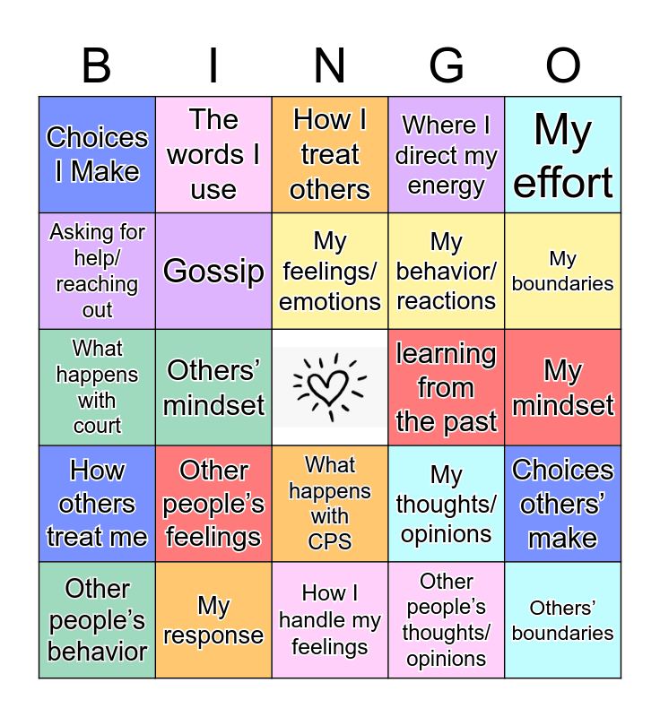 Control vs. No Control Bingo Card