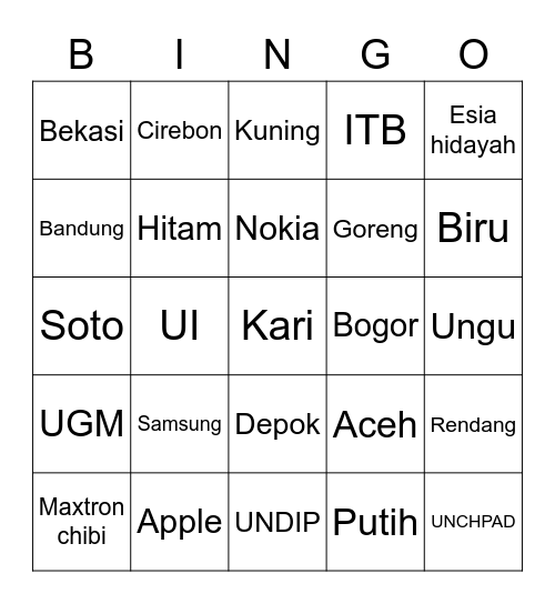PUNYA LULU Bingo Card