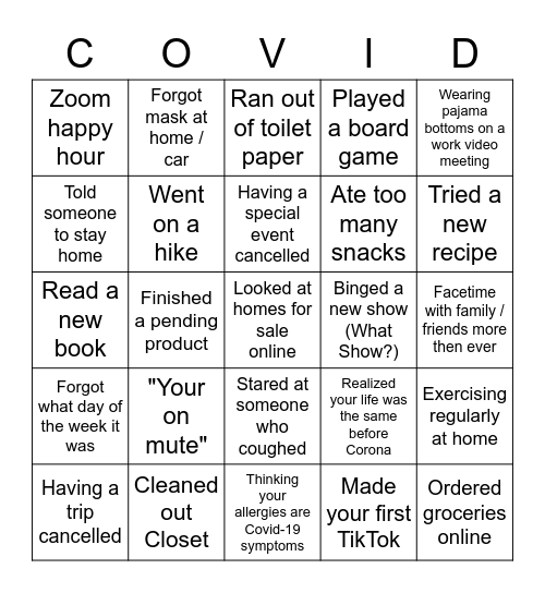 FML Bingo Card