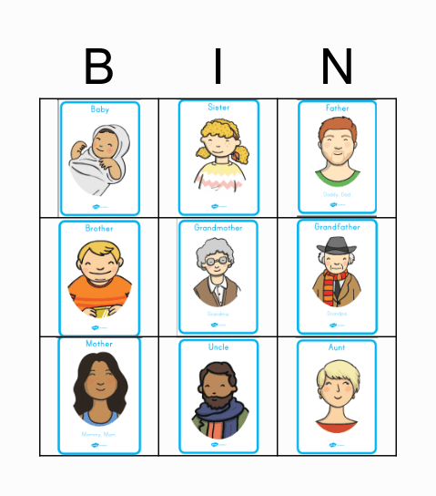 Family Members Bingo Card