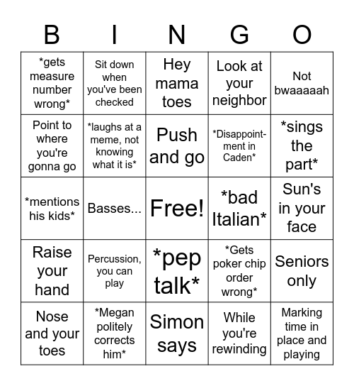 Nug Bingo Card