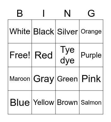 Colors! Bingo Card