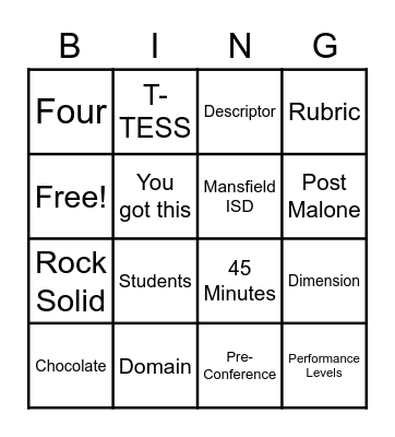 MTOP T-TESS BINGO Card