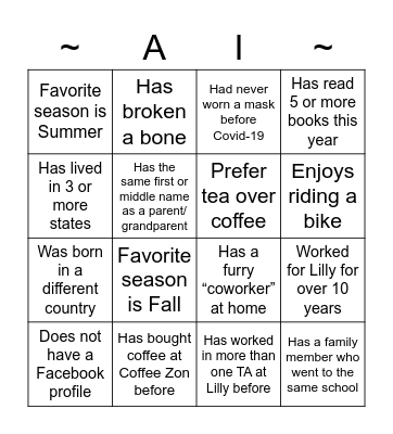 AI Colleague Bingo Card