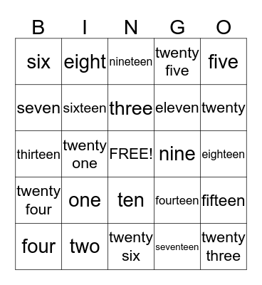 Number  Bingo Card
