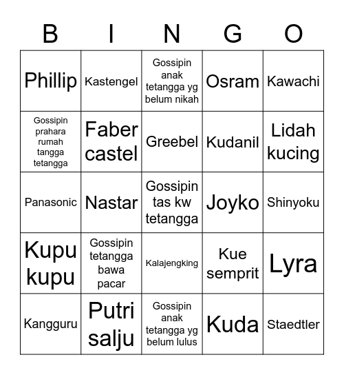 Lalisa Bingo Card