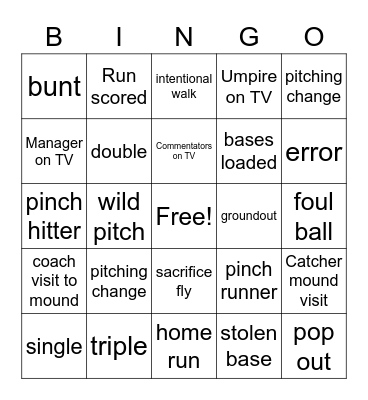 4th Street Baseball Bingo Card