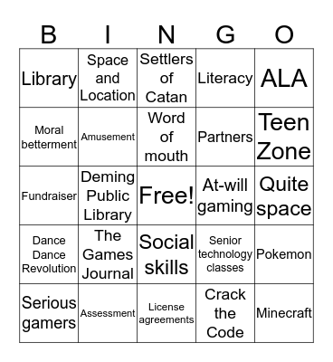 Library Gaming Bingo Card