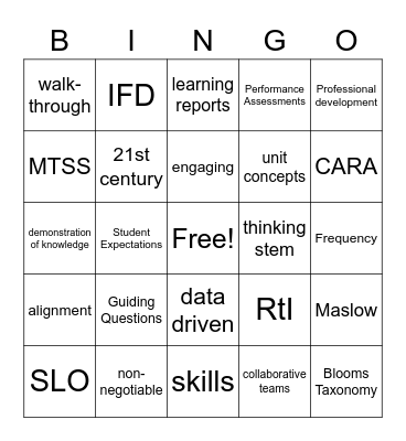 Curriculum & Instruction Bingo Card