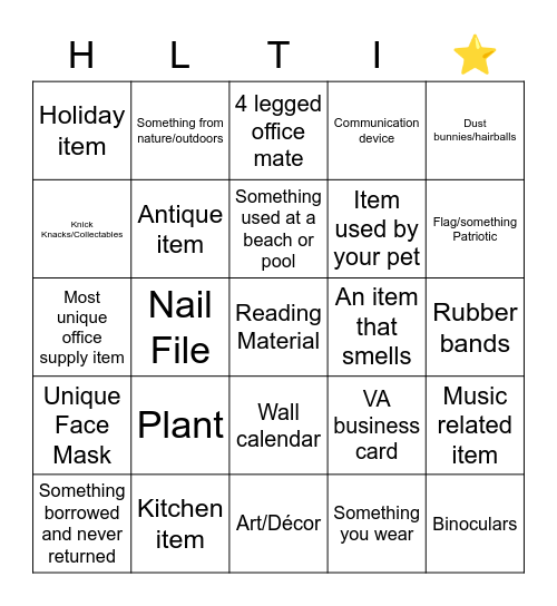 HLTI Bingo Card