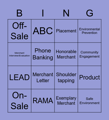 RAMA Lingo Bingo Card